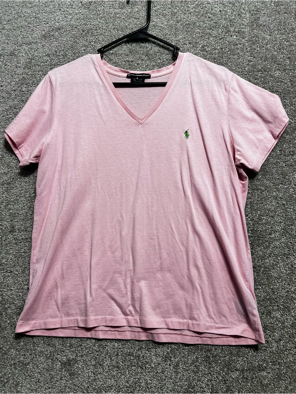 Ralph Lauren Sport Woman’s Light Pink V Neck Short Sleeve Tee Shirt Size XL